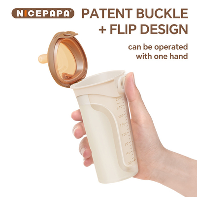 NICEPAPA FLIP-CAP tahan lama Bebas BPA Makanan Berkualitas Silikon Botol Bayi Skala Hollow Grip Mudah (Cross hole M)