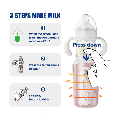 Multifungsi food grade 240ml 3 in 1 quick brew instant Glass botol susu susu bayi dengan penghangat botol Thermostat