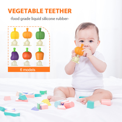 Silicone Baby Teething Toys BPA Free 3 in 1 Desain Sayuran Jagung