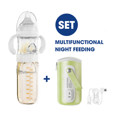 Nicepapa Disesuaikan Perjalanan USB Bayi Anti Kolik Botol Susu Bayi Botol dengan Bubuk Penyimpanan Termostat Hangat
