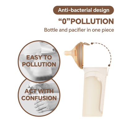 Flip-cap Anti-drop Soft Silicone Baby Milk Bottle dengan Natural Response Nipple (Round Hole S Code)