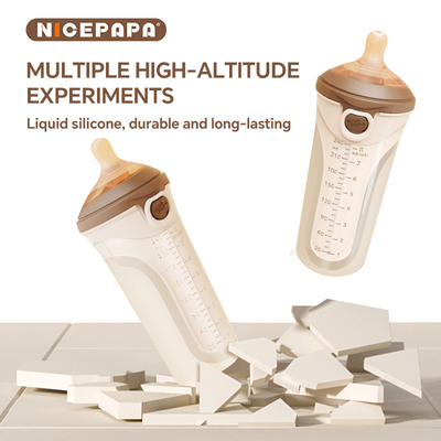 Flip-cap Anti-drop Soft Silicone Baby Milk Bottle dengan Natural Response Nipple (Round Hole S Code)