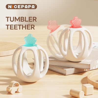 Baru tiba Teether silikon aman tidak membahayakan gigi bayi produk kesehatan Sensor perkembangan (biru)