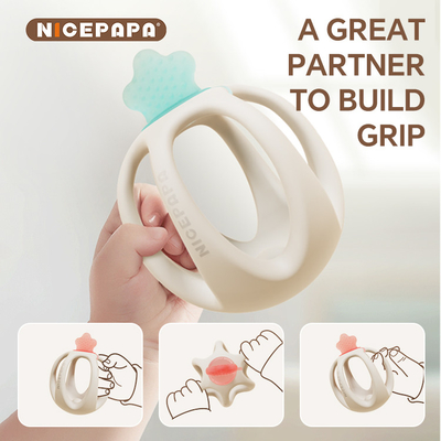 NICEPAPA EXPLORES 100% makanan kelas silikon bayi Teether Sensing menenangkan produk bayi (Merah)