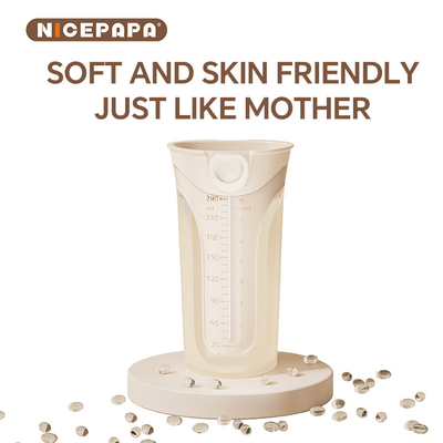 NICEPAPA FLIP-CAP tahan lama Bebas BPA Makanan Berkualitas Silikon Botol Bayi Skala Hollow Grip Mudah (Cross hole M)